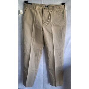 nwt vanheusen tan‎ pants 40x34 classic fit flat front stretch waist